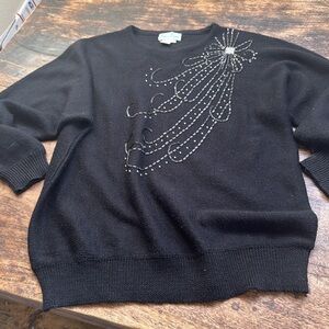 Draper's & Damon's pullover black beaded Sweater size extra Large long sleeve